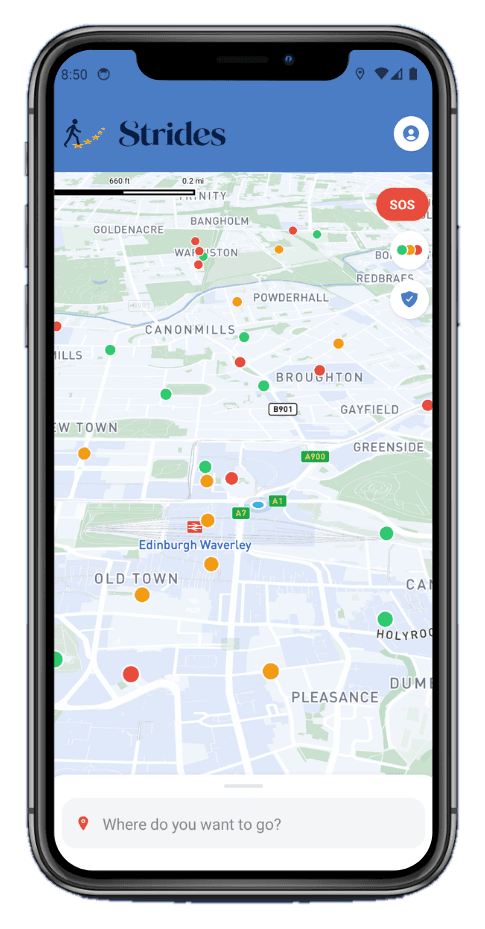 Strides app map view in light mode